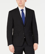 DKNY Men's Black Solid Suit Jacket 36S Modern-Fit Stretch