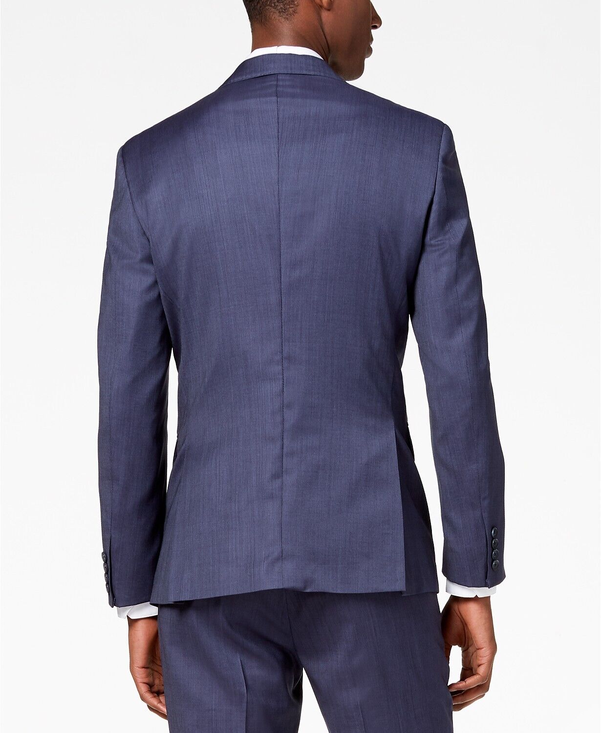 DKNY Men's Modern-Fit Stretch Textured Suit Jacket 40L Blue Wool