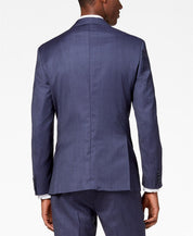 DKNY Men's Modern-Fit Stretch Textured Suit Jacket 40L Blue Wool