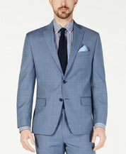 Michael Kors Classic-Fit Airsoft Light Blue Windowpane Suit Jacket 46R