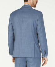 Michael Kors Classic-Fit Airsoft Light Blue Windowpane Suit Jacket 46R