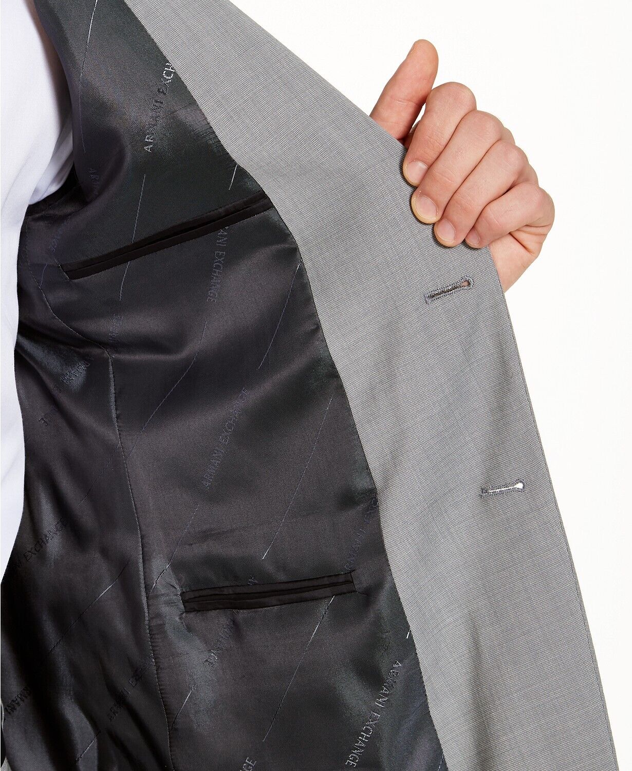 Armani Exchange Men's Slim-Fit Light Grey Wool Suit Jacket 44L