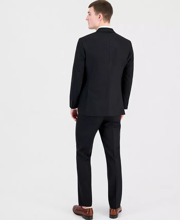 Hugo Boss Mens Modern fit Wool 2 Piece Suit 46 L Pants 40 / 34 Black Solid