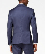 DKNY Men's Modern-Fit Stretch Textured Suit Jacket Sport Coat 42L Blue Wool