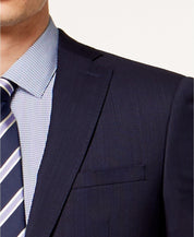 DKNY Men's Slim Stretch Striped Suit Jacket 42L Navy Blue WOOL