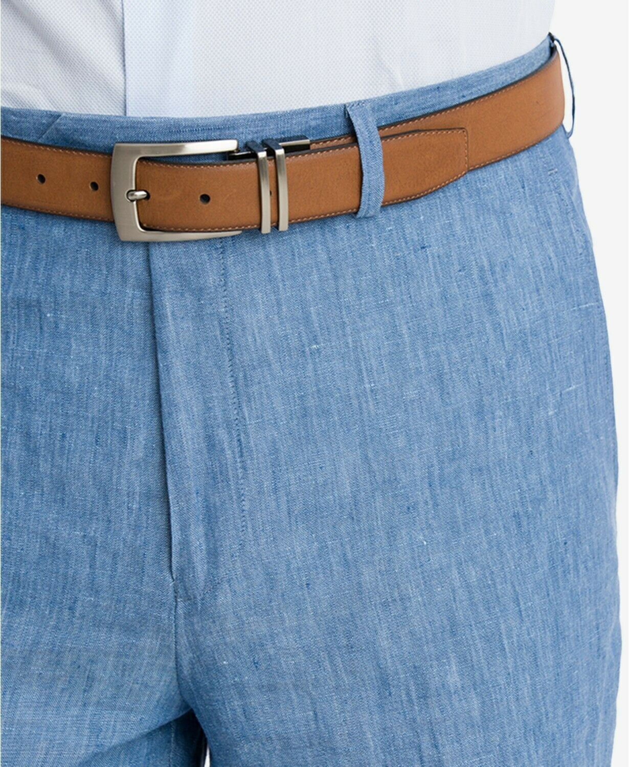 Bar III Men's Slim-Fit Solid Blue Chambray LINEN Dress Pants 32 x 34