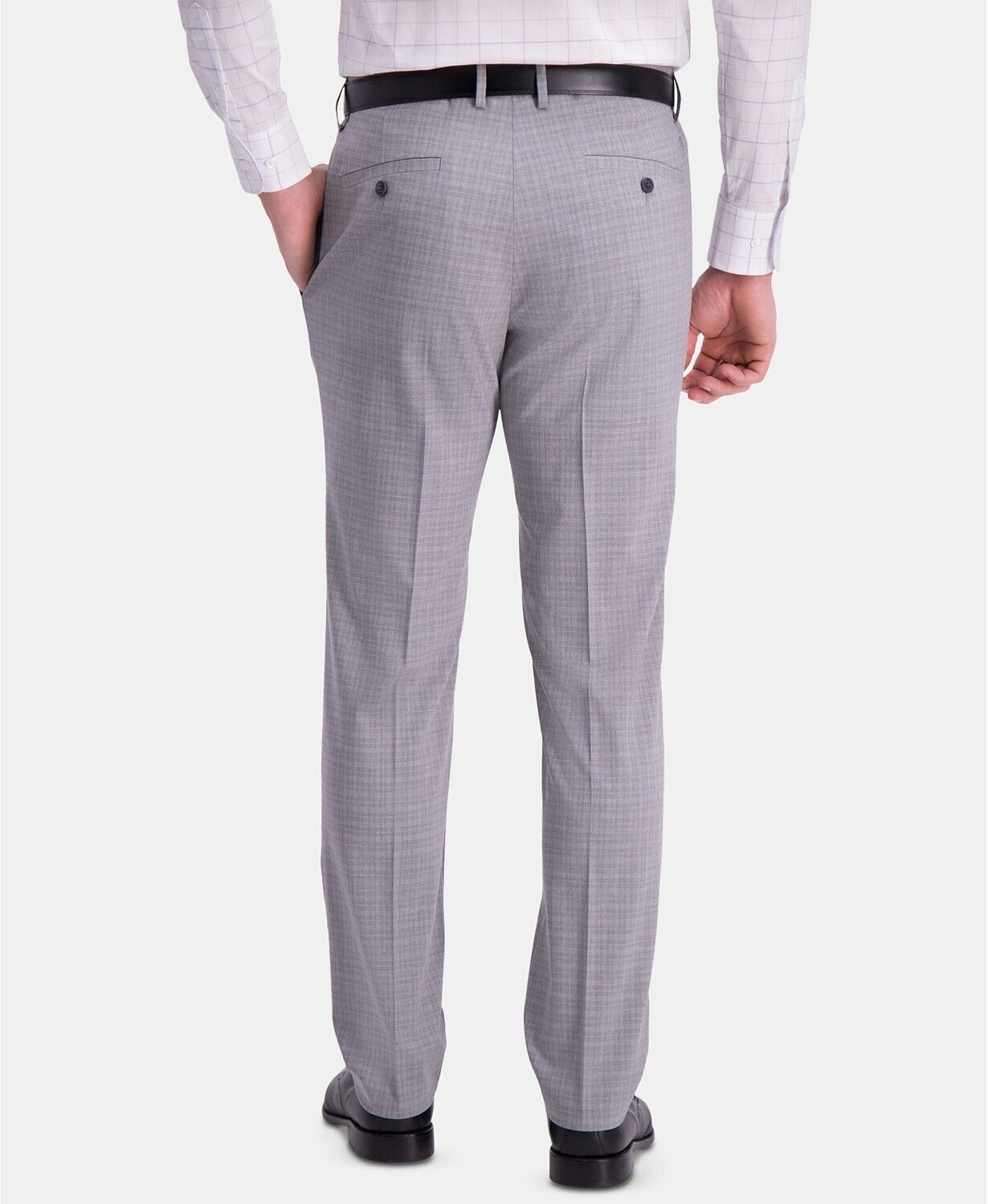Kenneth Cole Slim-Fit Performance Stretch Mini-Plaid Dress Pants 36 x 32 Grey