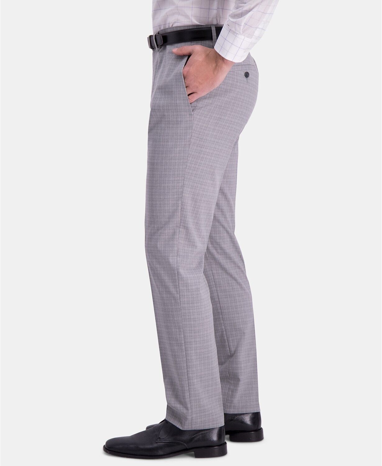 Kenneth Cole Slim-Fit Performance Stretch Mini-Plaid Dress Pants 38 x 30 Grey