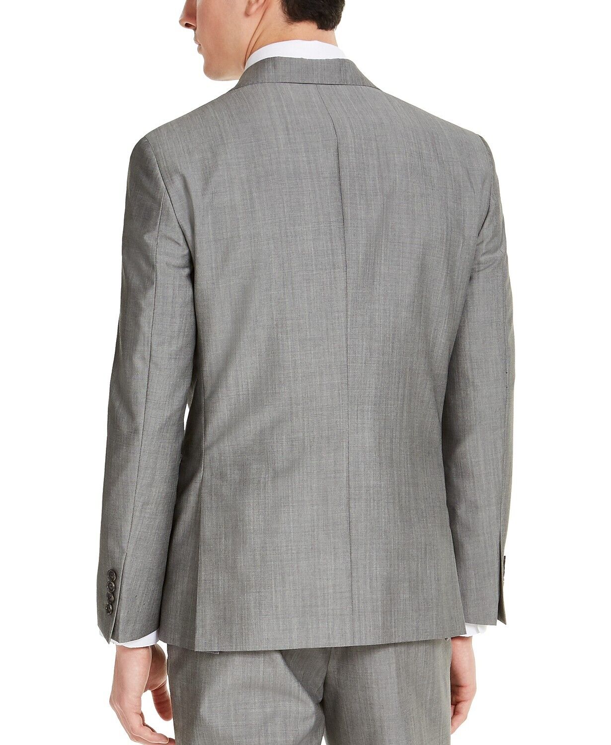 DKNY Men's Slim-Fit Stretch Suit Jacket 44R Light Grey Wool
