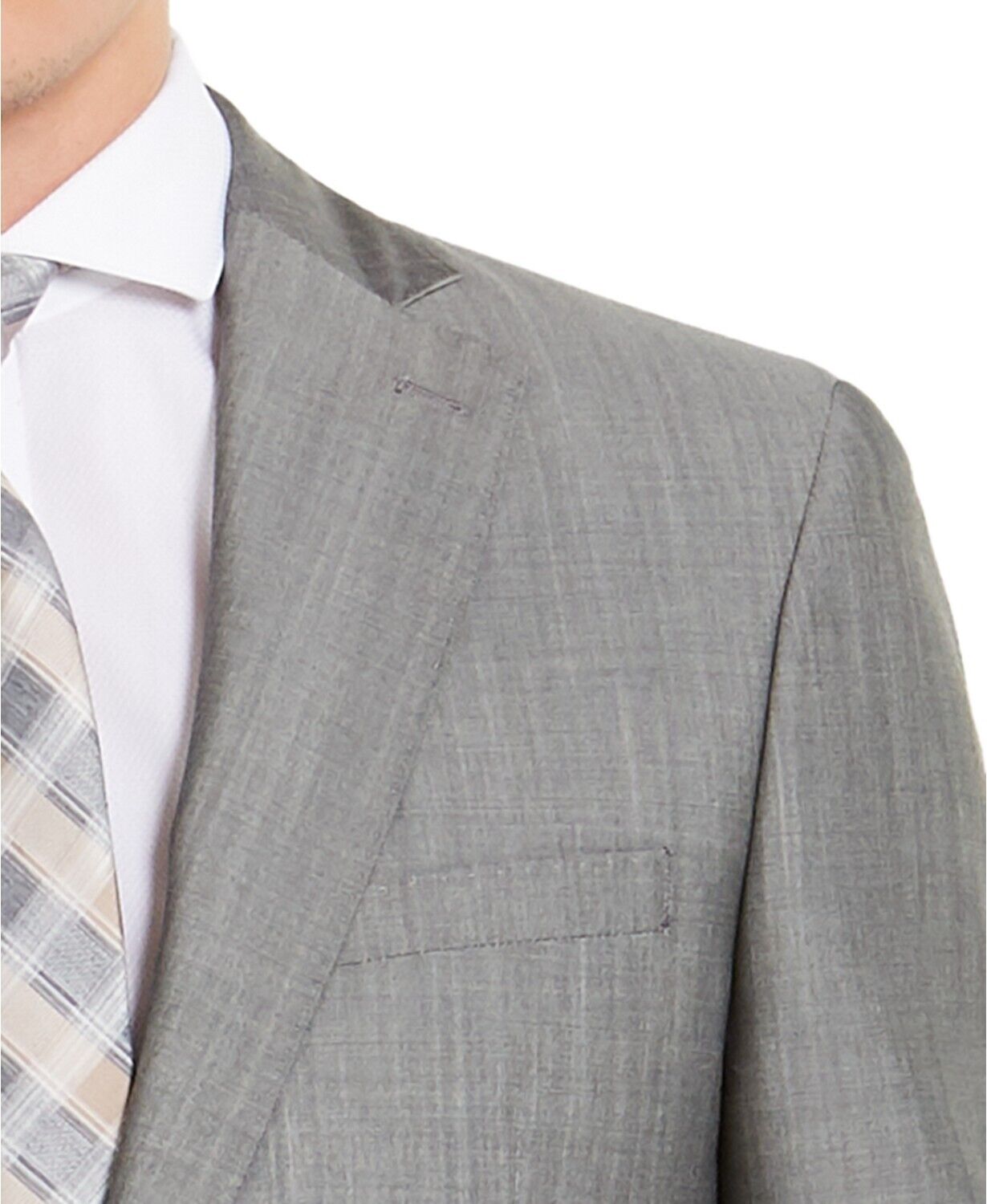 DKNY Men's Slim-Fit Stretch Suit Jacket 44R Light Grey Wool
