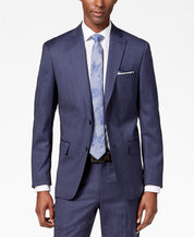 DKNY Men's Modern-Fit Stretch Textured Suit Jacket 38L Blue Wool