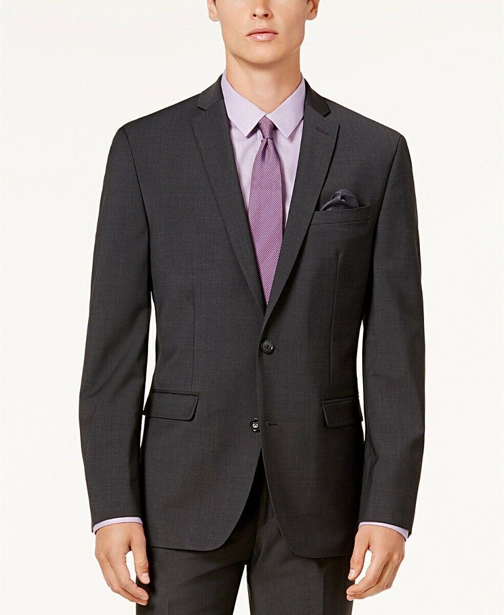 Bar III Men's Suit Jacket 42L Charcoal Grey Slim-Fit Active Stretch