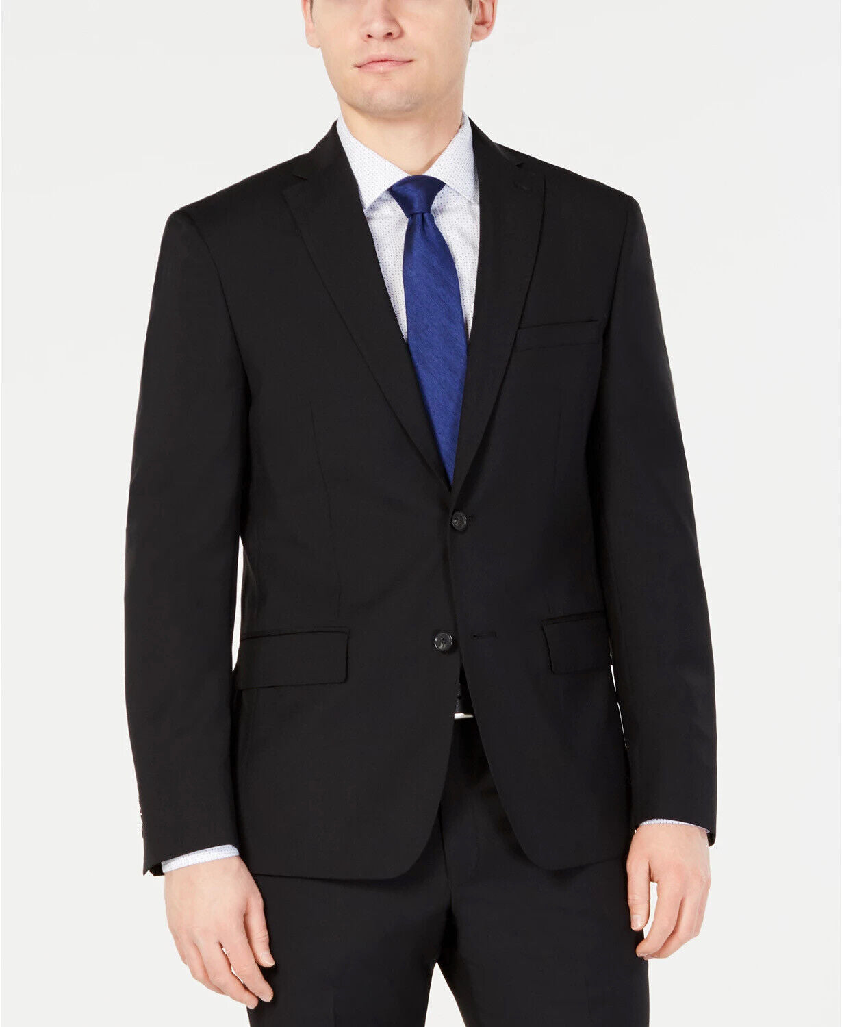 DKNY Men's Modern-Fit Stretch Black Solid Suit Jacket 38S
