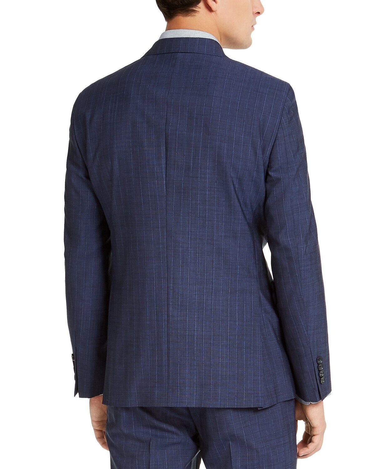 DKNY Men's Slim-Fit Stretch Suit Jacket Navy Blue Stripe Suit Jacket 42S