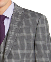 Alfani Men's Slim-Fit Stretch Gray Plaid Suit Jacket 38S