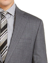 DKNY Men's Slim-Fit Stretch Suit Jacket Plaid 44R Light Grey Blue