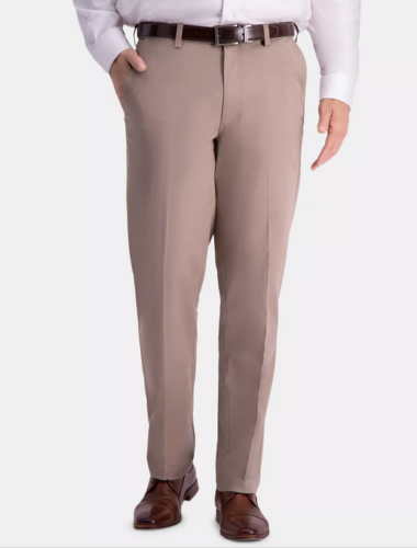 Haggar Men's Premium Classic-Fit 2-Way Stretch Pants Khaki 32 x 32