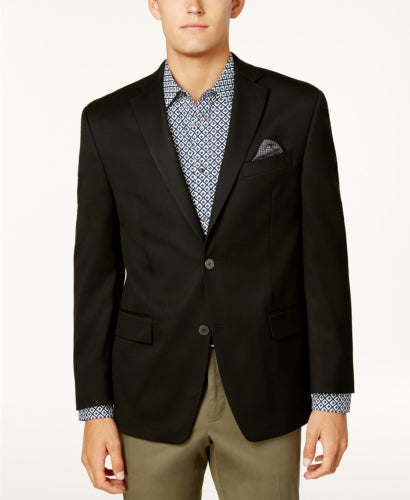 Michael Kors Mens Classic fit Sport Coat Blazer 48 L Black Solid Stretch