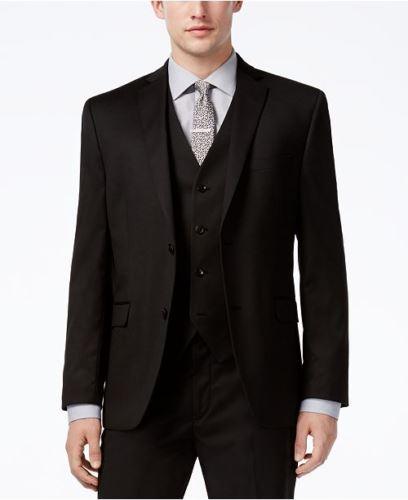 Alfani Mens Slim fit Suit Jacket Blazer 38 L Black Solid Stretch