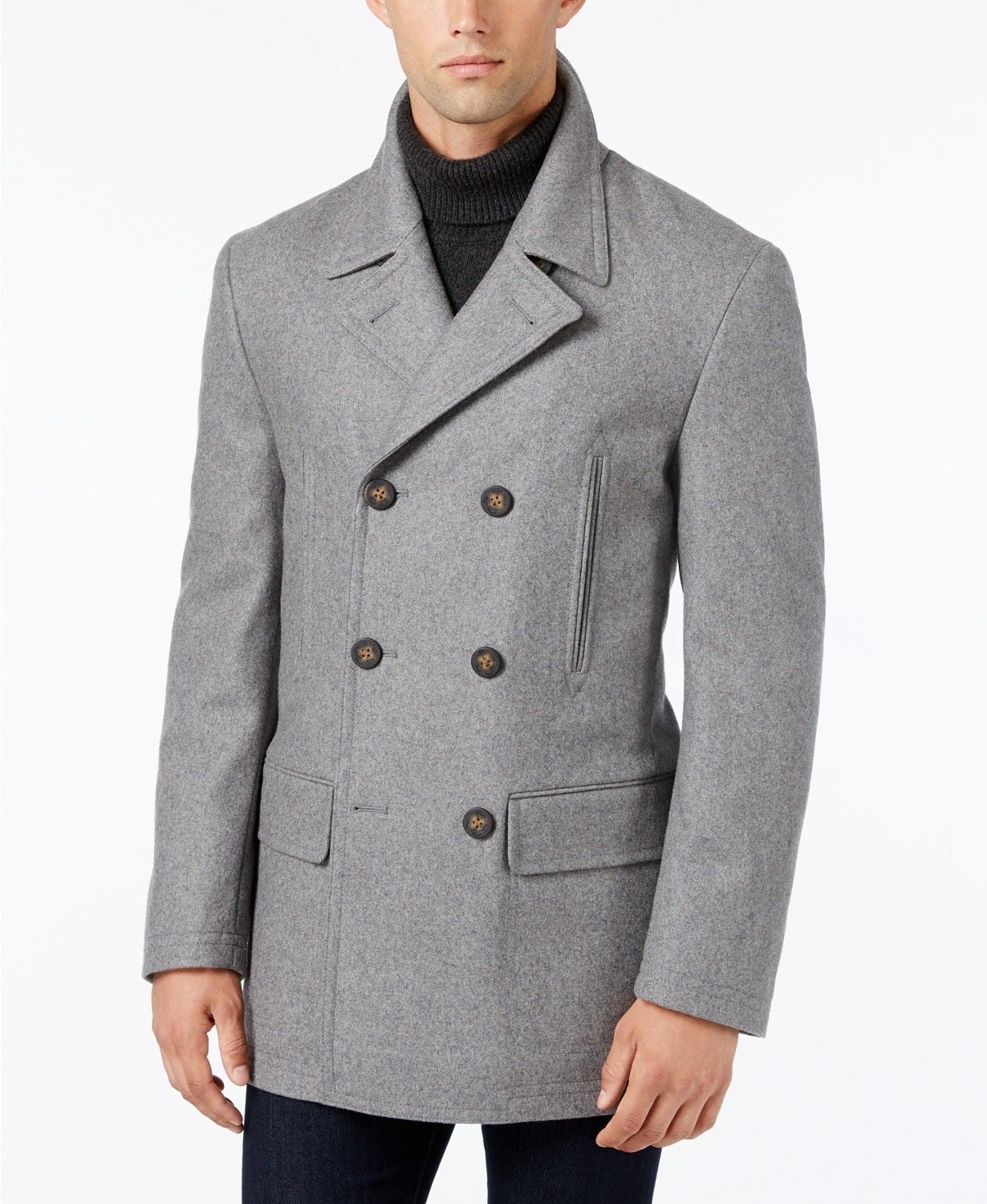 Lauren Ralph Lauren Mens Classic fit Double Breasted Peacoat Coat 36 R Grey