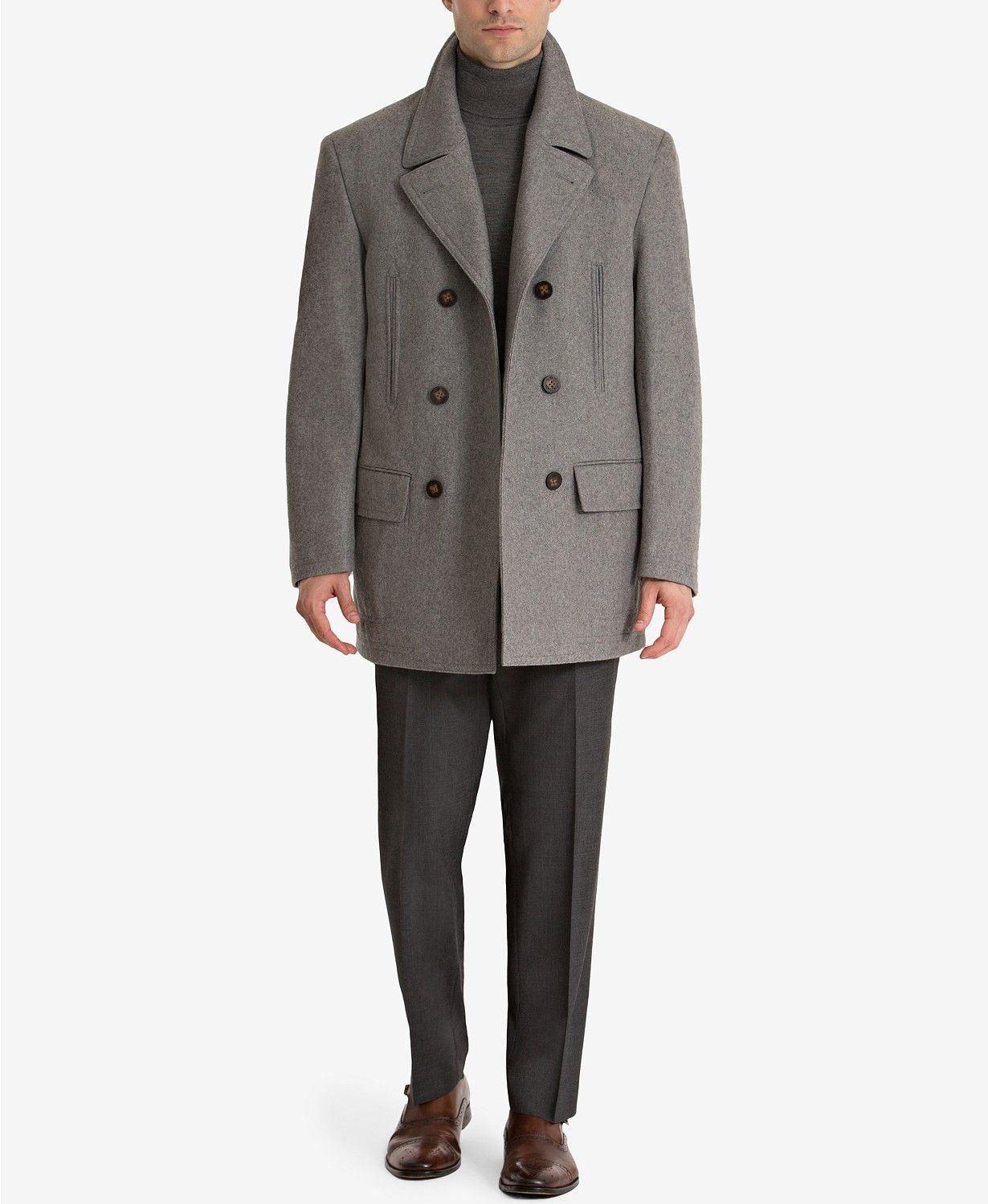 Lauren Ralph Lauren Mens Classic fit Double Breasted Peacoat Coat 38 R Grey