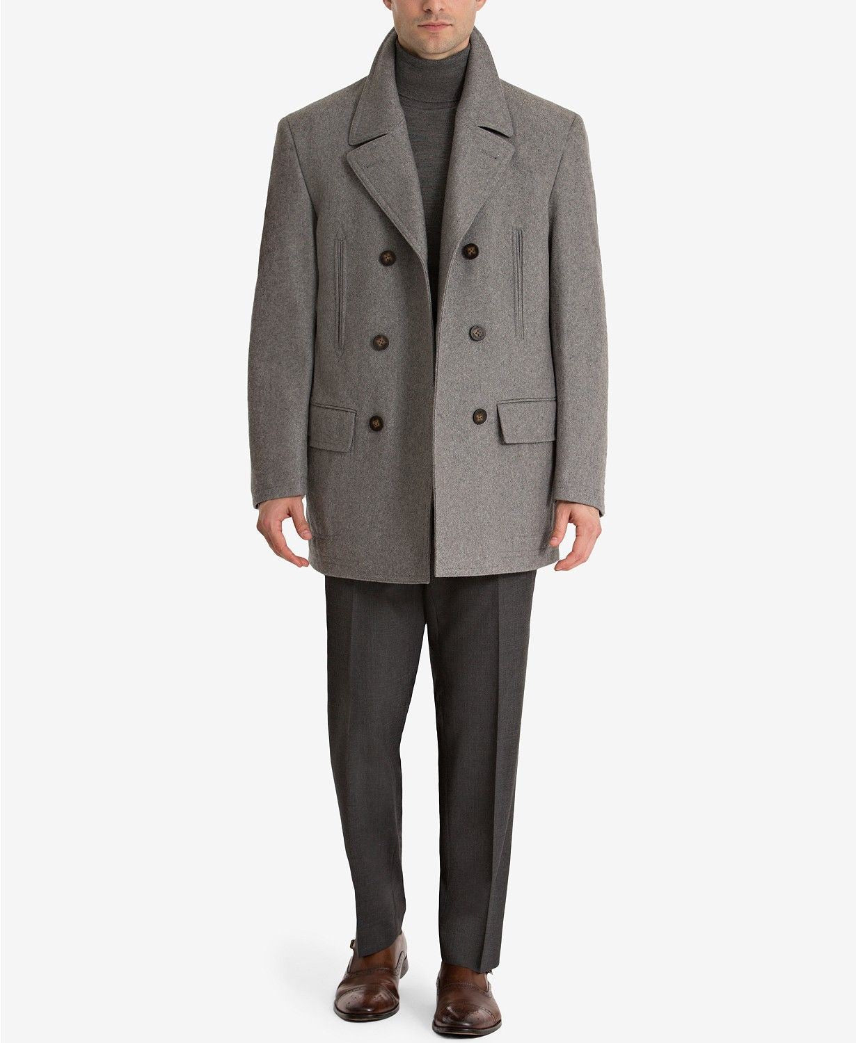 Lauren Ralph Lauren Mens Classic fit Double Breasted Peacoat Coat 36 R Grey