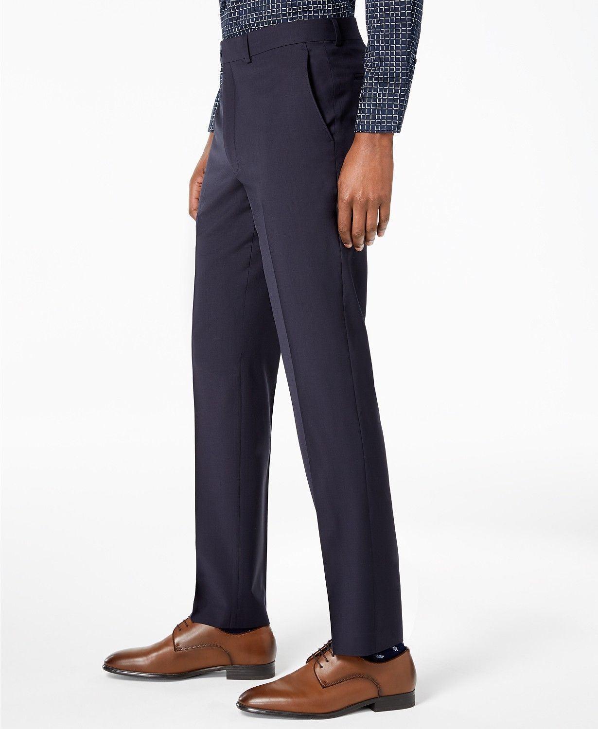 Calvin Klein Mens Skinny fit Dress Pants 30 / 30 Blue Solid Stretch