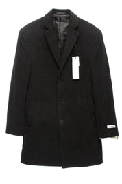 Calvin Klein Mens Slim fit Overcoat Coat 40 S Black Solid