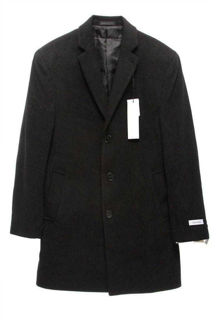 Calvin Klein Mens Slim fit Prosper Overcoat Coat 38 S Black Solid