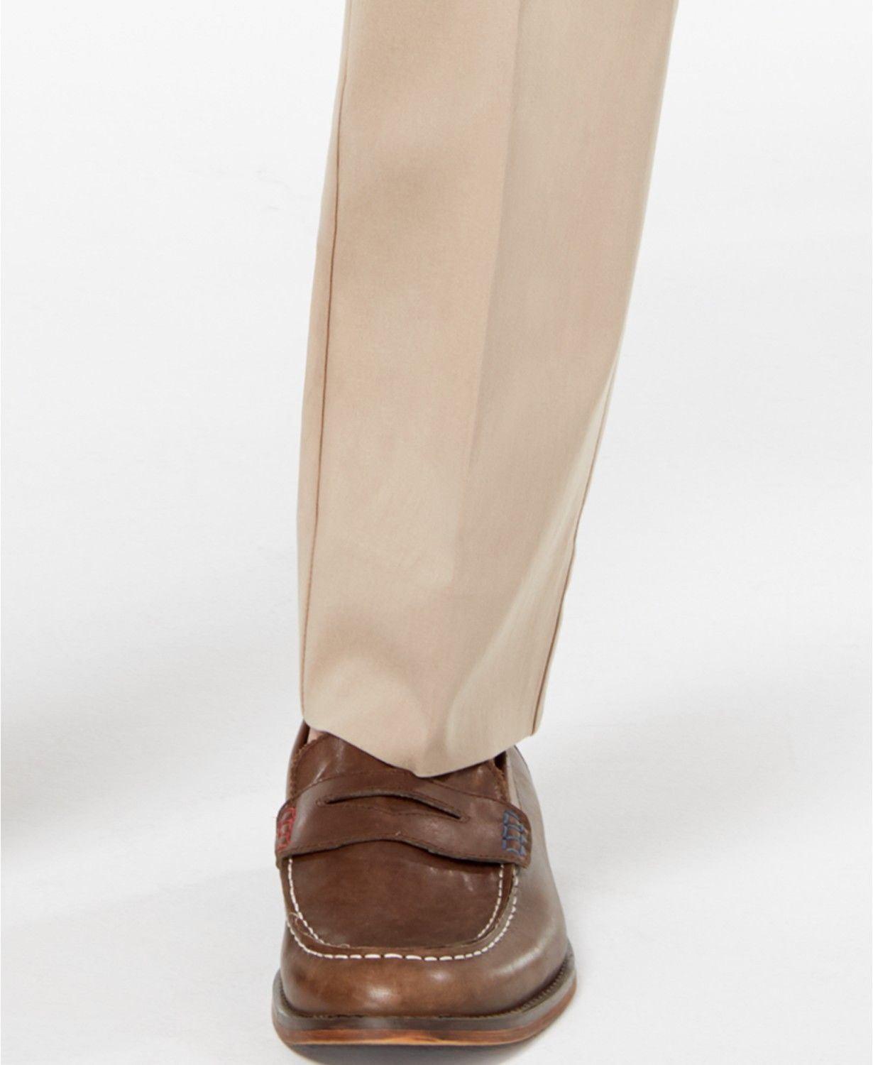 Tommy Hilfiger Mens Modern fit Dress Pants 34 / 32 Beige Solid Stretch