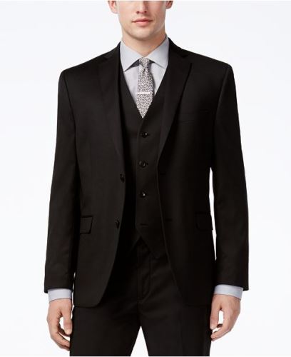 Alfani Mens Slim fit Suit Jacket Blazer 46 L Black Solid Stretch
