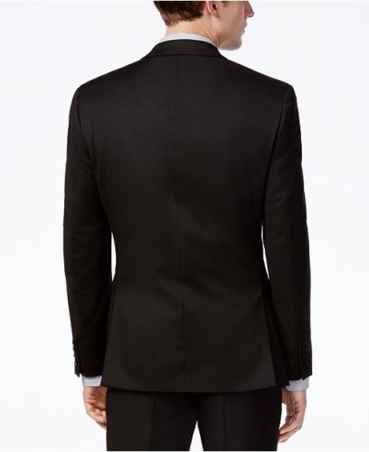 Alfani Mens Slim fit Suit Jacket Blazer 46 L Black Solid Stretch