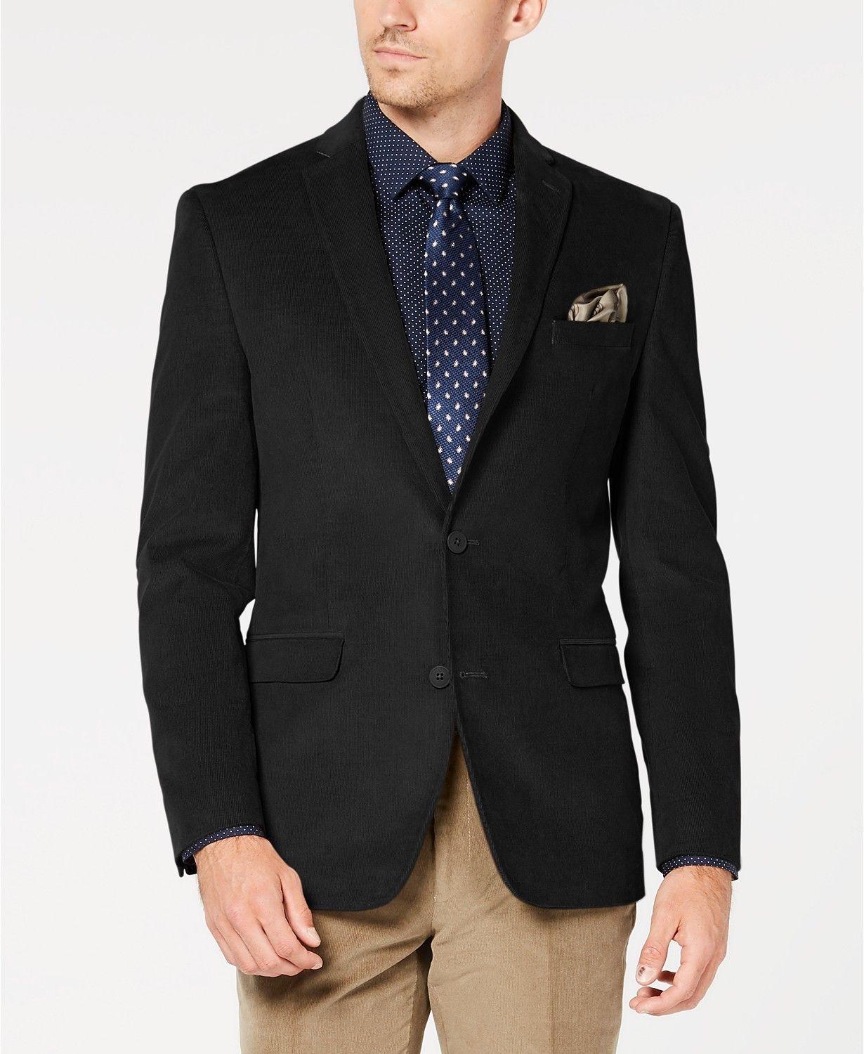 Bar III Men's Slim-Fit Stretch Corduroy Sport Coat 38S Black
