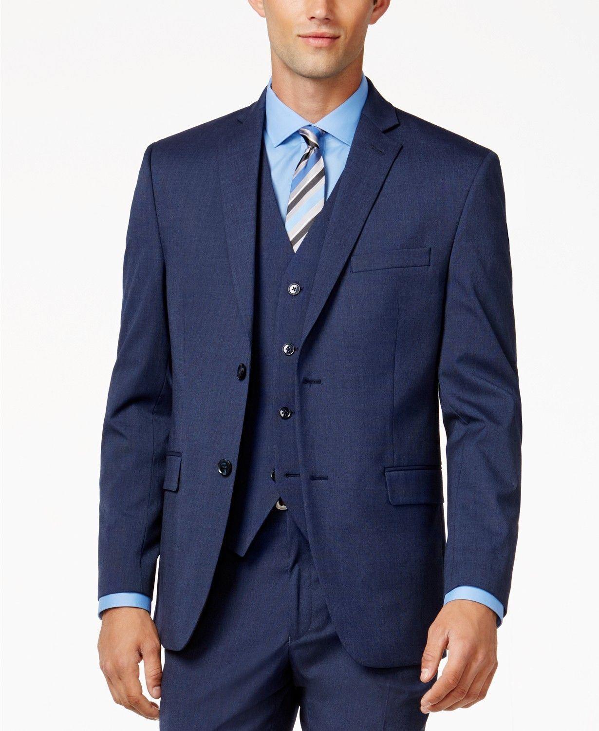Alfani Mens Slim fit Suit Jacket Blazer 42 R Blue Solid Stretch
