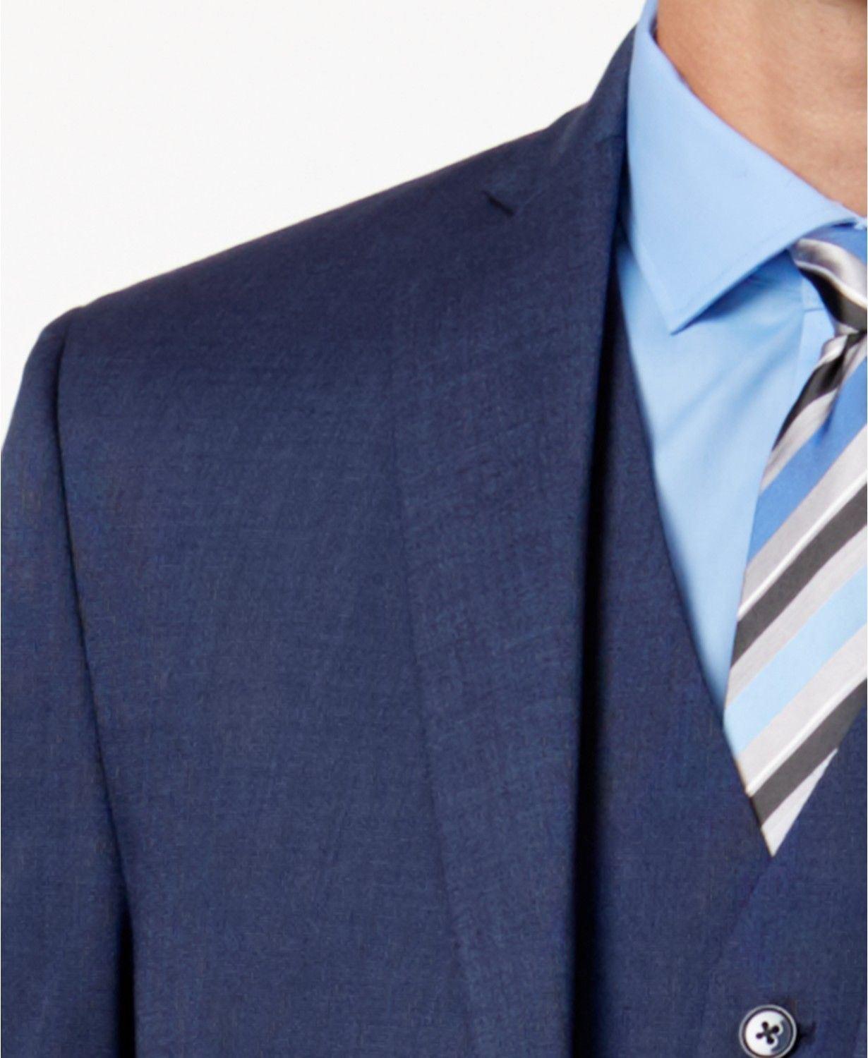 Alfani Mens Slim fit Suit Jacket Blazer 42 R Navy Blue Solid Stretch