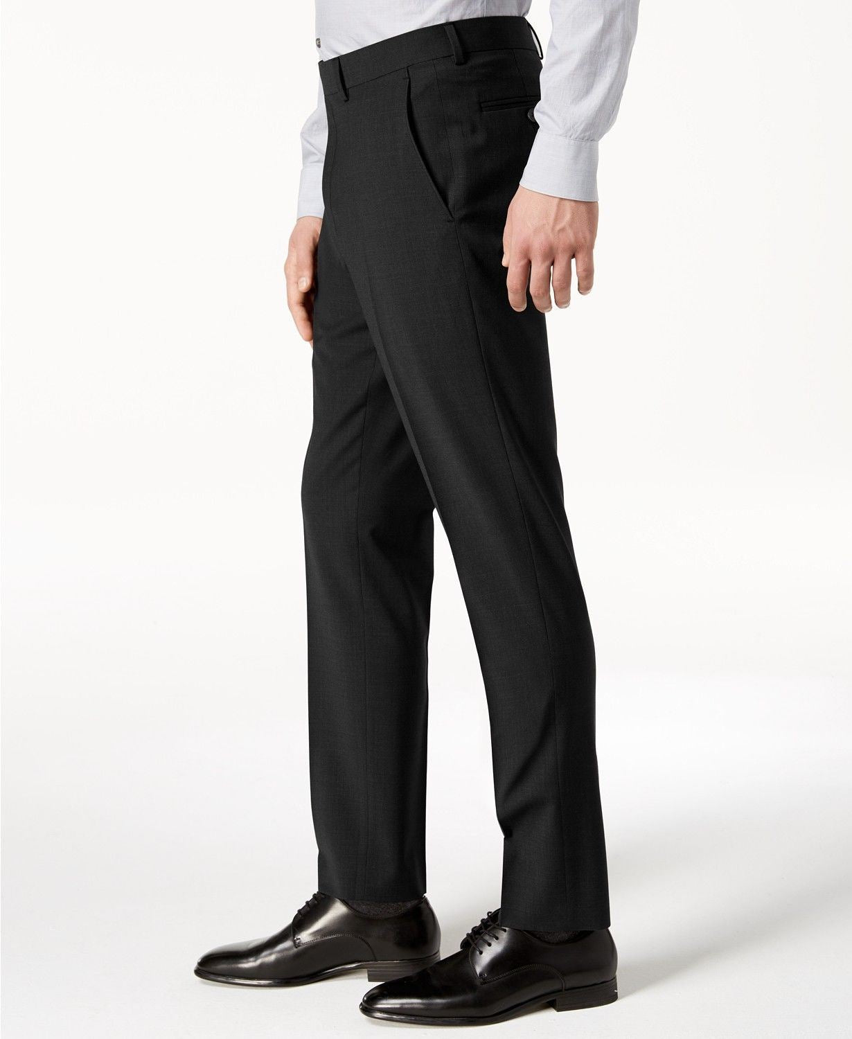 Calvin Klein Mens Skinny fit Dress Pants 36 / 30 Black Solid Stretch