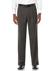 Perry Ellis Classic Fit Pleat No Iron Microfiber Pants 32 x 32 Castlerock Grey