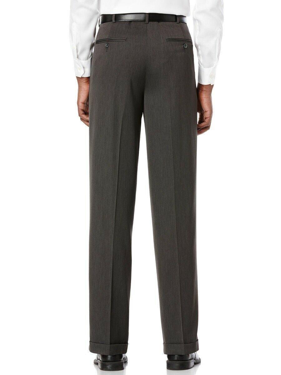 Perry Ellis Classic Fit Pleat No Iron Microfiber Pants 32 x 32 Castlerock Grey