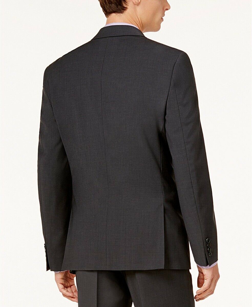 Bar Iii Mens Slim fit Suit Jacket Blazer 46 R Dark Grey Solid Wool