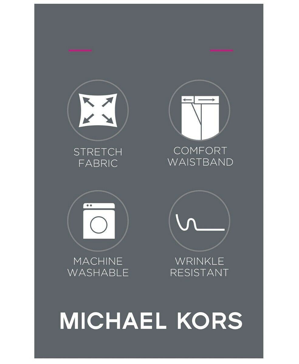 Michael Kors Mens Classic Fit Dress Pants 42 x 30 Black Solid Classic-Fit Stretch Flat Front Solid Pant
