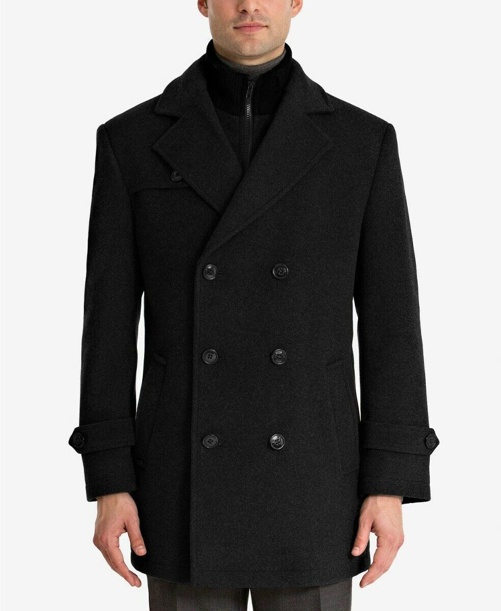Lauren Ralph Lauren Mens Labrada Double-Breasted Wool Peacoat 40R Black Coat