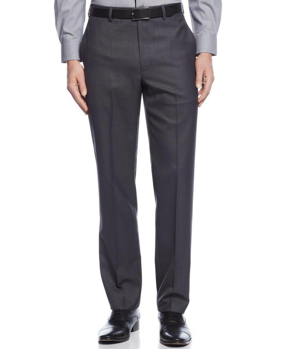 Calvin Klein Mens Slim fit Dress Pants 36 / 34 Charcoal Grey Solid Stretch