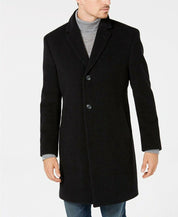 Nautica Men's Barge Classic Fit Wool/Cashmere Blend Solid Overcoat 46 R Black