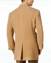 Calvin Klein Mens Slim fit Overcoat Coat 44 L Beige Solid