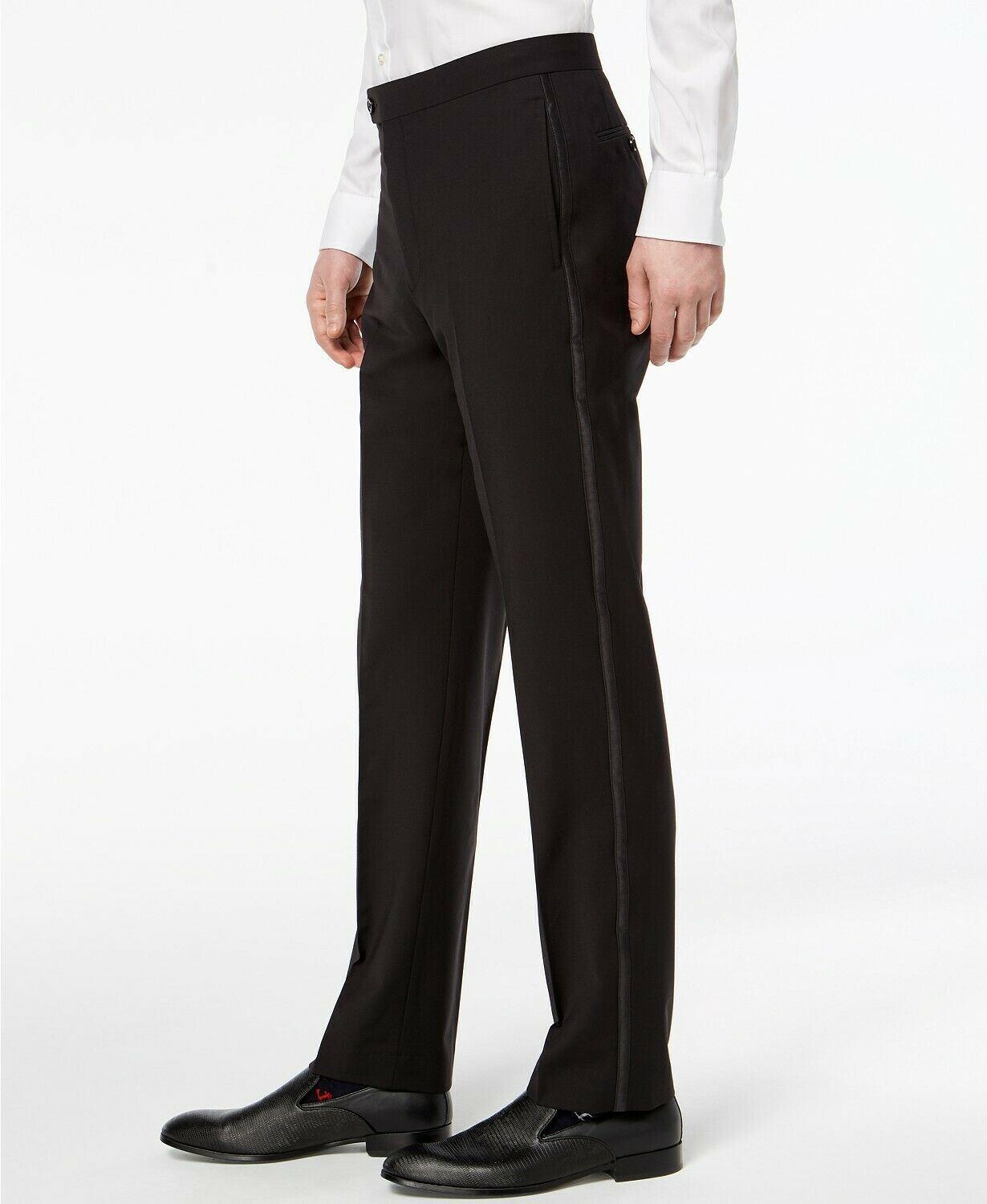 Calvin Klein Mens Slim fit Tuxedo Dress Pants 32 / 30 Black Solid