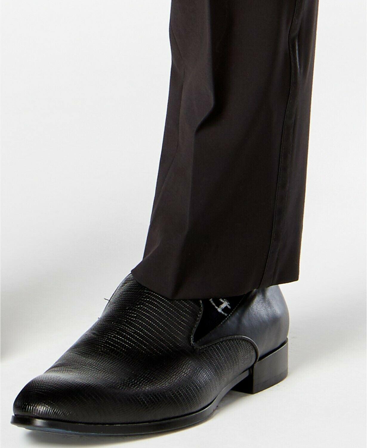 Calvin Klein Mens Slim fit Wool Tuxedo Pants 32 / 32 Black Solid