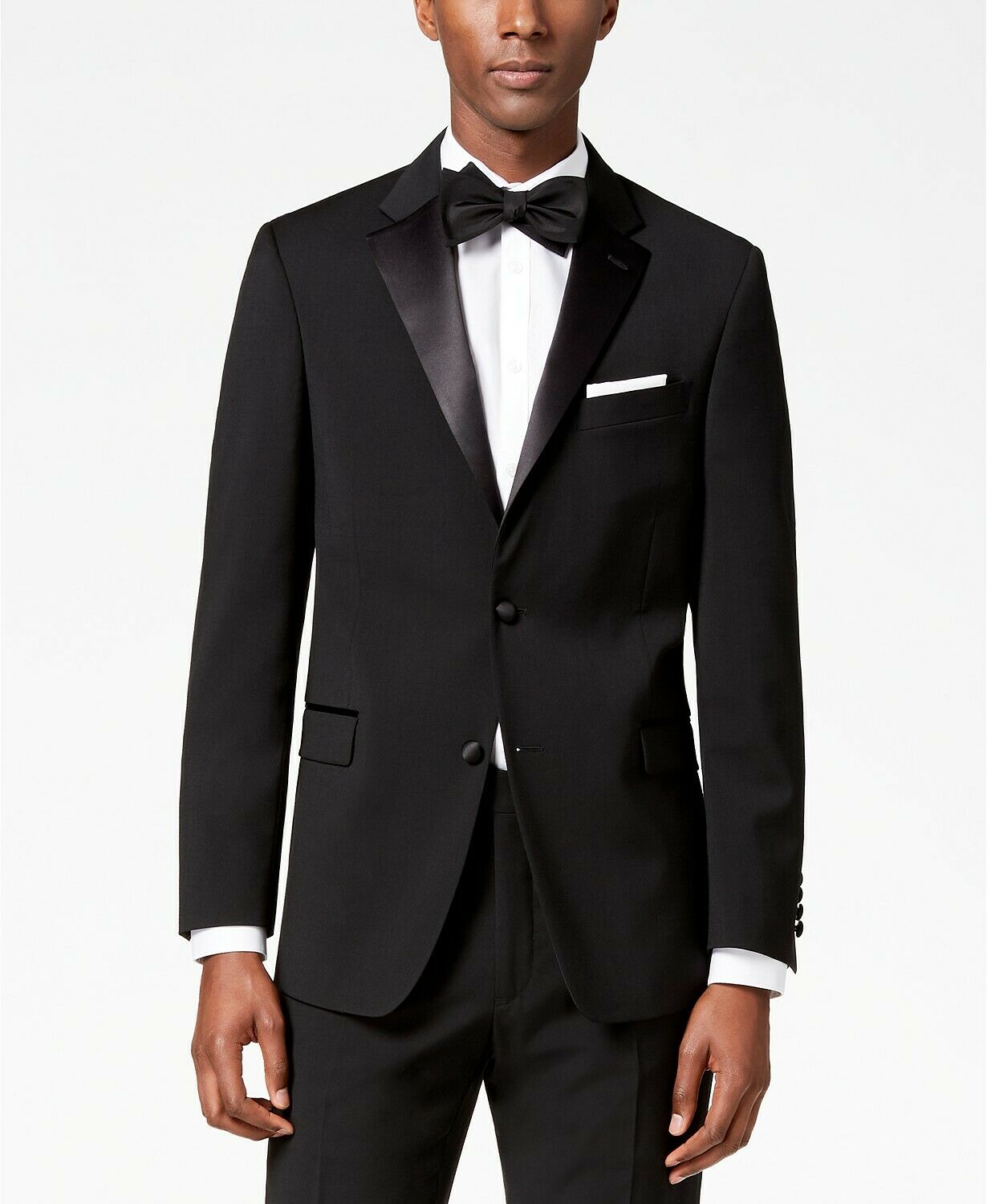 Tommy Hilfiger Mens Modern fit Wool Tuxedo Jacket Blazer 40 R Black Solid