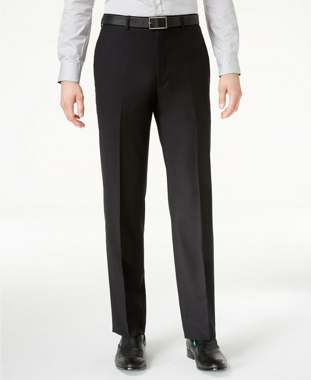 Calvin Klein Mens Skinny fit Dress Pants 30 / 32 Black Solid Stretch