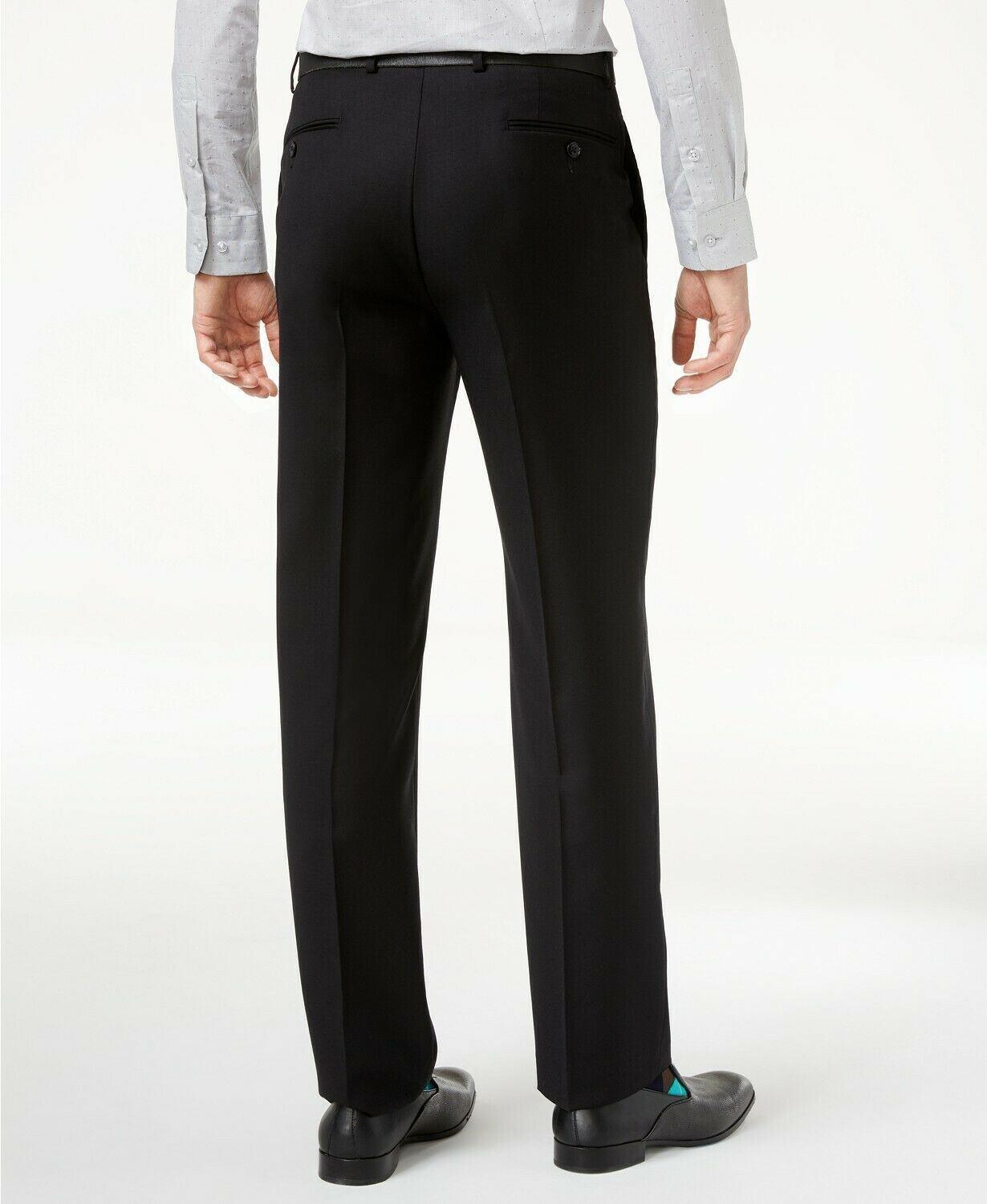 Calvin Klein Mens Skinny fit Dress Pants 30 / 32 Black Solid Stretch