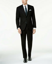 Kenneth Cole Mens Slim Fit 2 Piece Suit 40 R / 33 Waist Black Solid Stretch